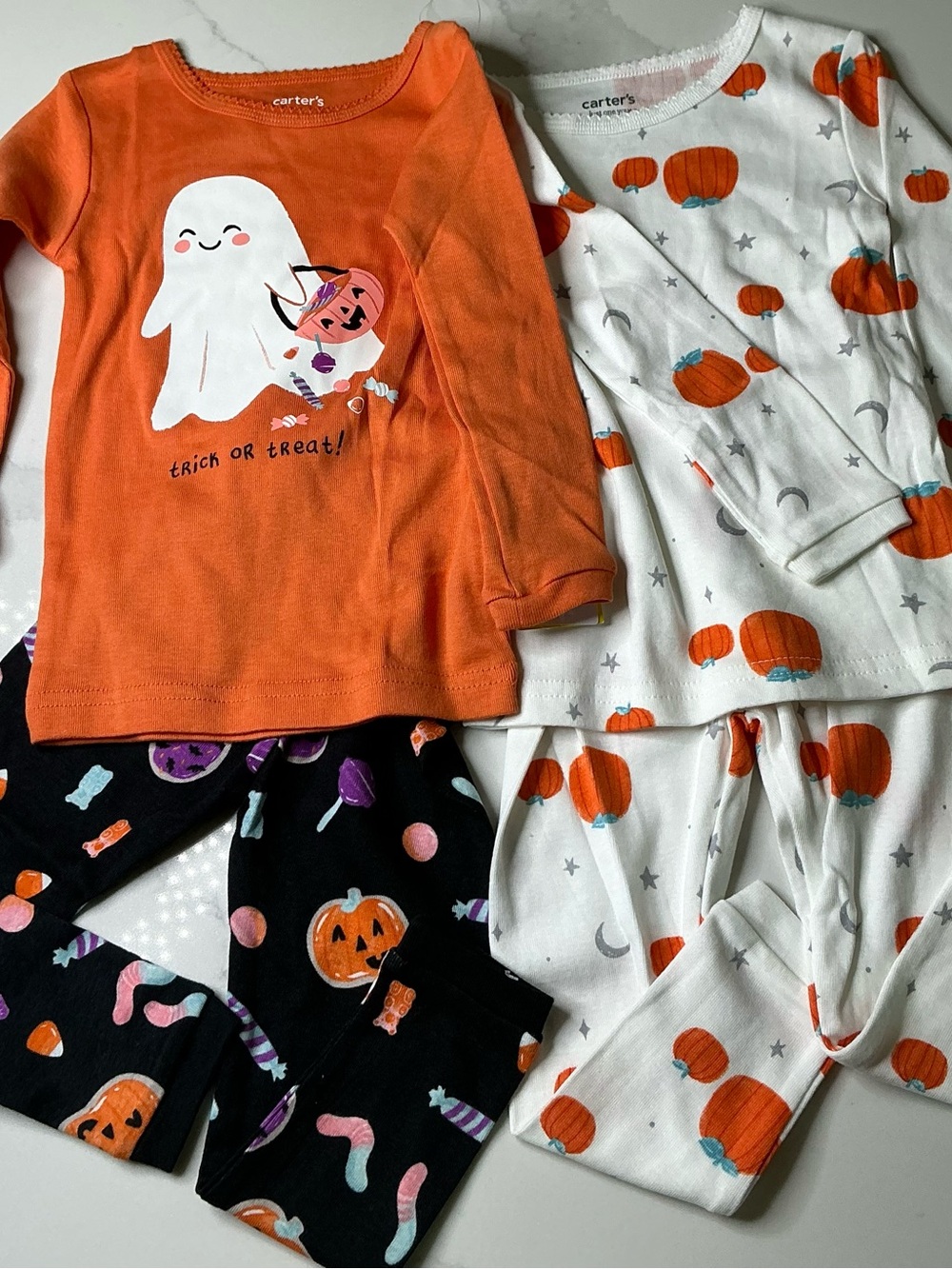 Carter's Kids Halloween Pumpkin & Ghost Pajama Set - Orange/White